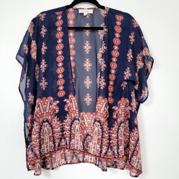 Love Tree Boho Printed Open Front Kimono Size Small Beach Cover Up Wrap - Picture 3 of 10